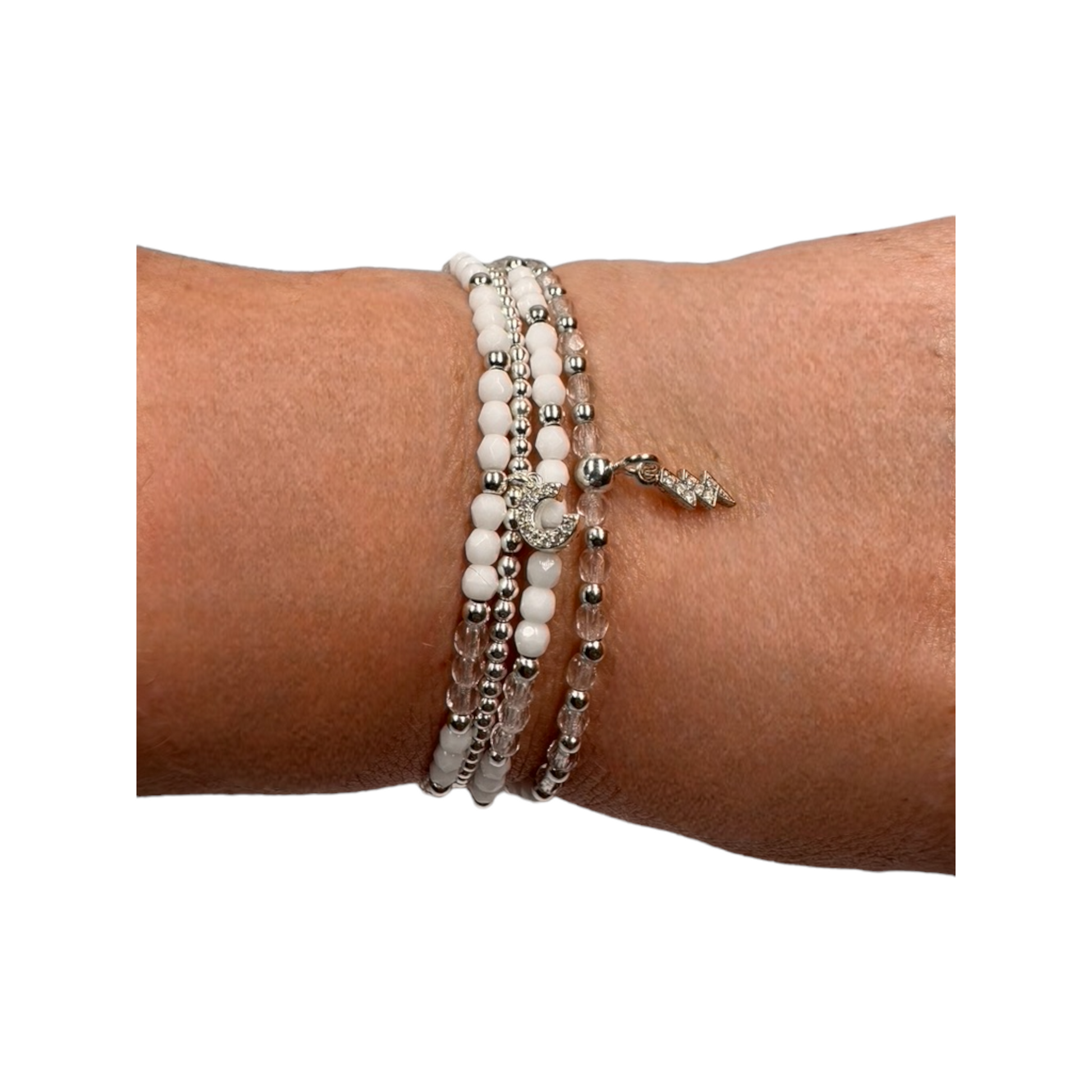 Mixe de 2 bracelets Cajoux blanc et argent