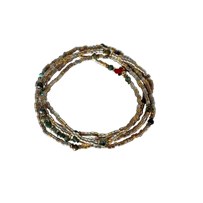 Mon CaJouX Collier ou Bracelet 2 en 1 en Miyuki Or et Turquoise Africaine "LE KIMBERLEY"