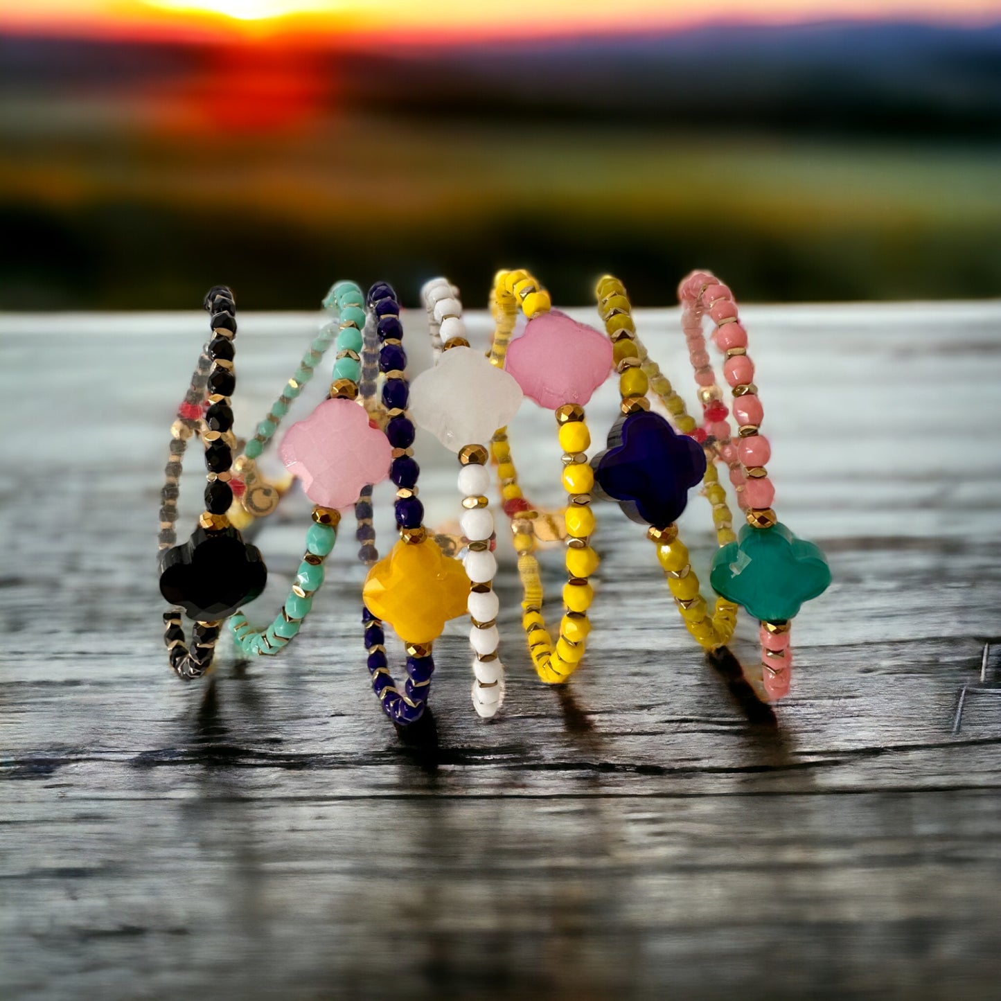 Mon CaJouX Bracelet Turquoise Trèfle Rose et 6 autres couleurs