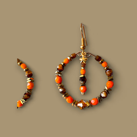 mes bijoux cajoux creoles orange et oeil du tigre