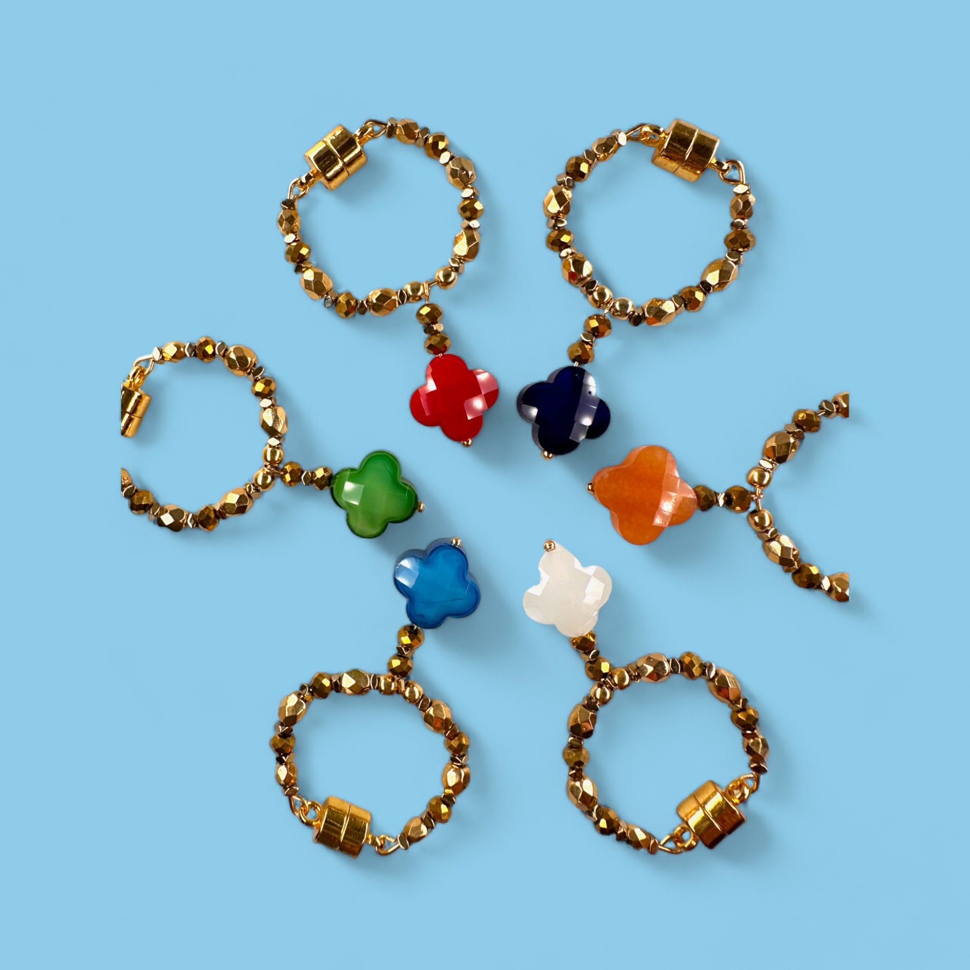 mes bijoux cajoux marque verre trefle-or lot de 6 couleurs 