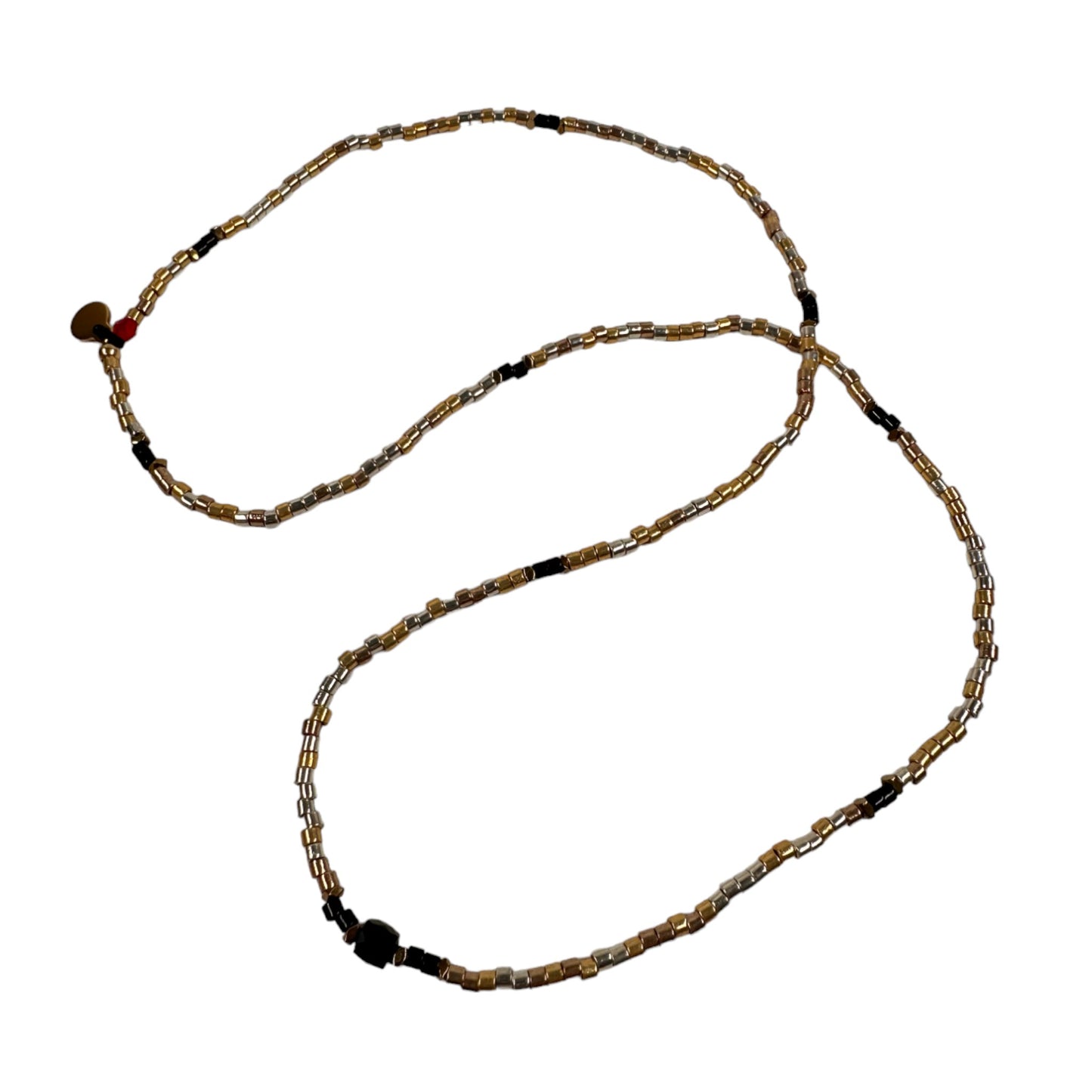 Mon CaJouX 2en 1 collier ou bracelet Or en Miyuki femme d'une longueur de 48 cm et ça pierre onyx