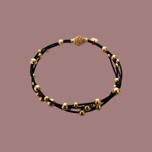 mon bijoux cajoux cuir noir boule gold filled