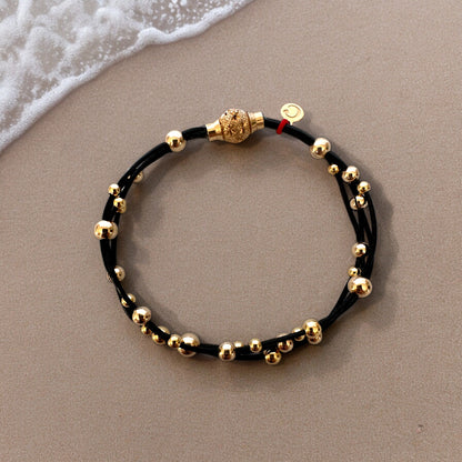 mon bijoux cajoux cuir noir boule gold filled