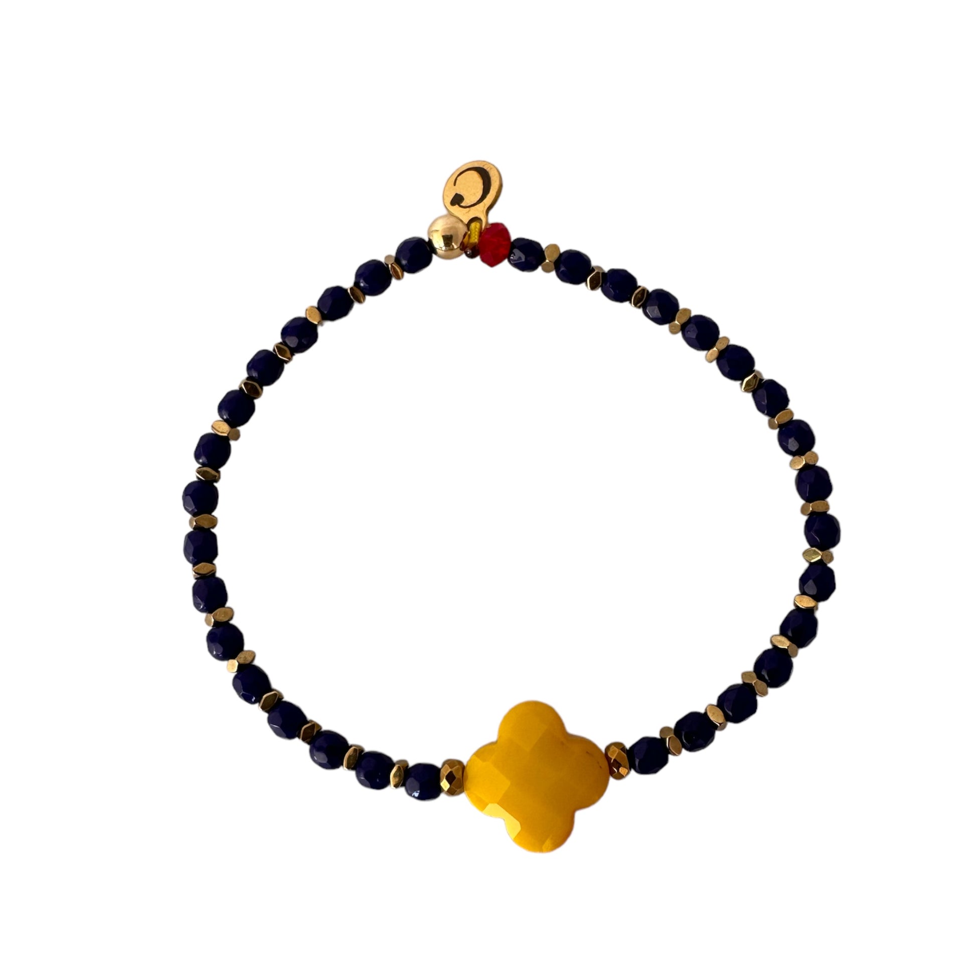 Mon CaJouX Bracelet Marine Trèfle Jaune