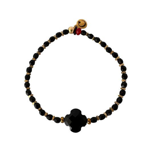 Mon CaJouX Bracelet Noir Trèfle Noir en facettes de bohèmes 